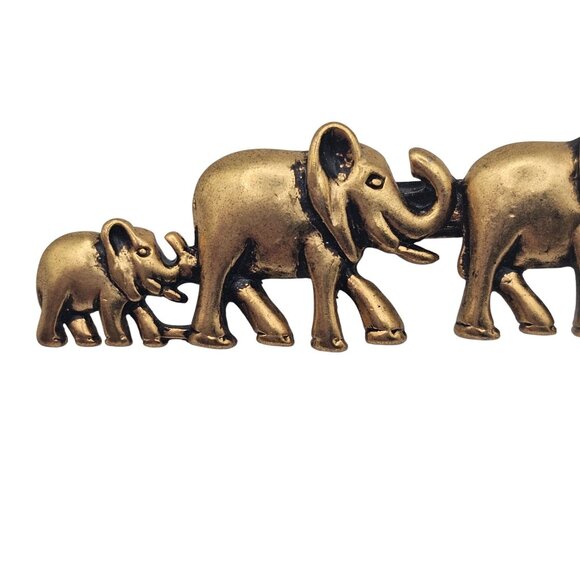 Elephant 3pc Lot Set Brooches Gold Toned Rhinestone Figural Pin Safari Animals - Picture 15 of 15